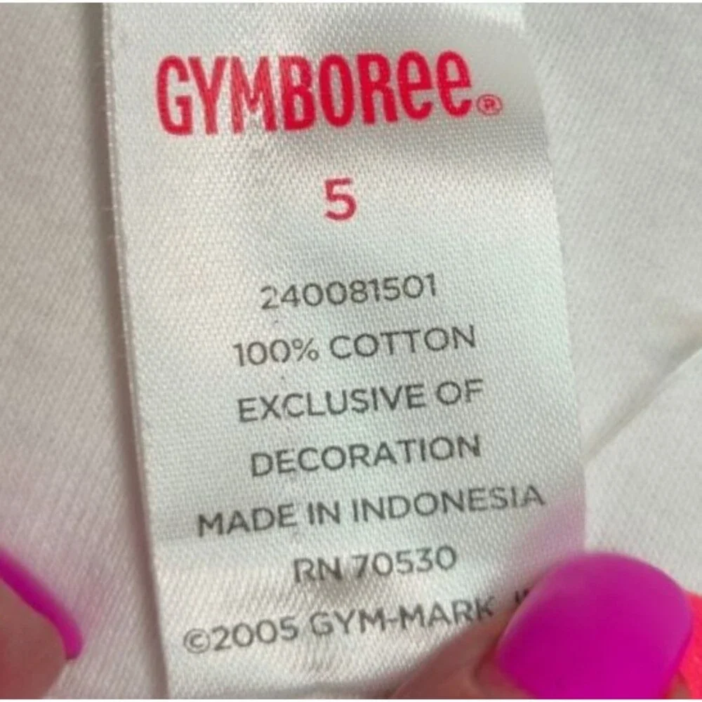 Vintage Gymboree Top Girls Size 5 White T Shirt Sweetheart Line Heart Y2K NWT